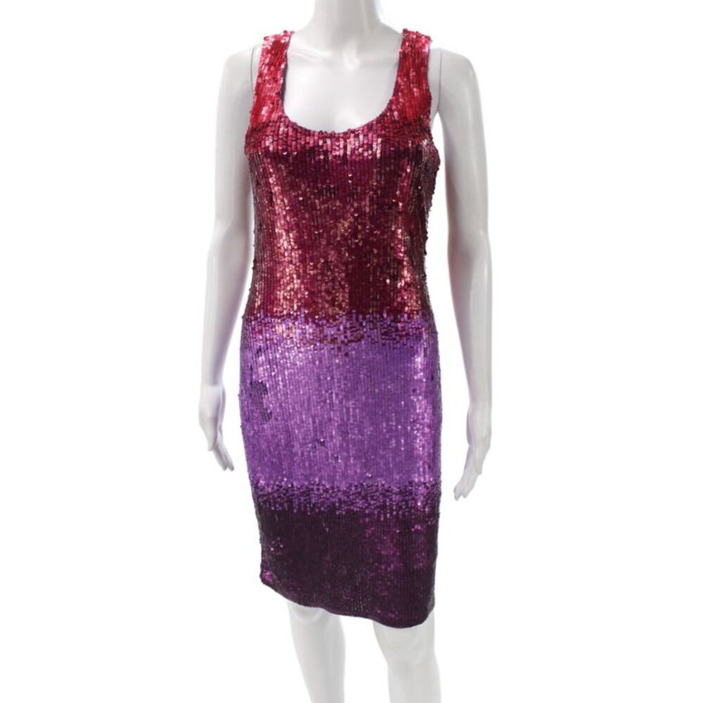 Badgley Mischka Women Sheath Sequin Sleeveless Short Dress Multicolor Size 0